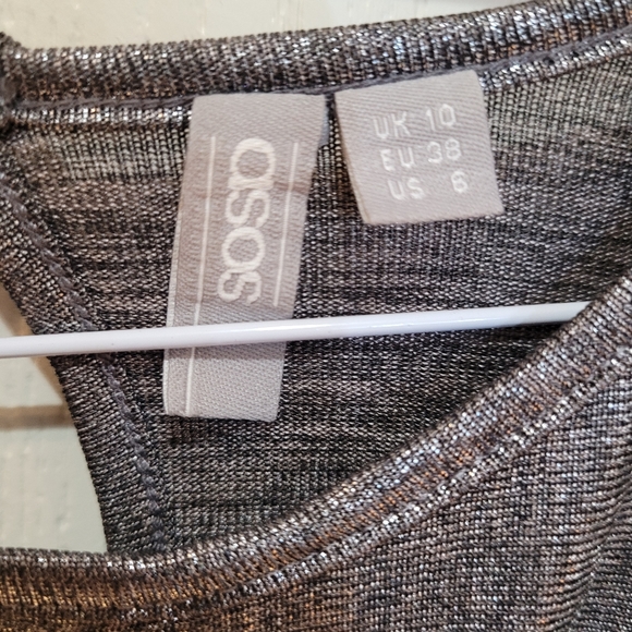 🎉Host Pick Long-sleeve Asos Maternity Silver Metallic Dress with Twist Detail - Picture 4 of 5